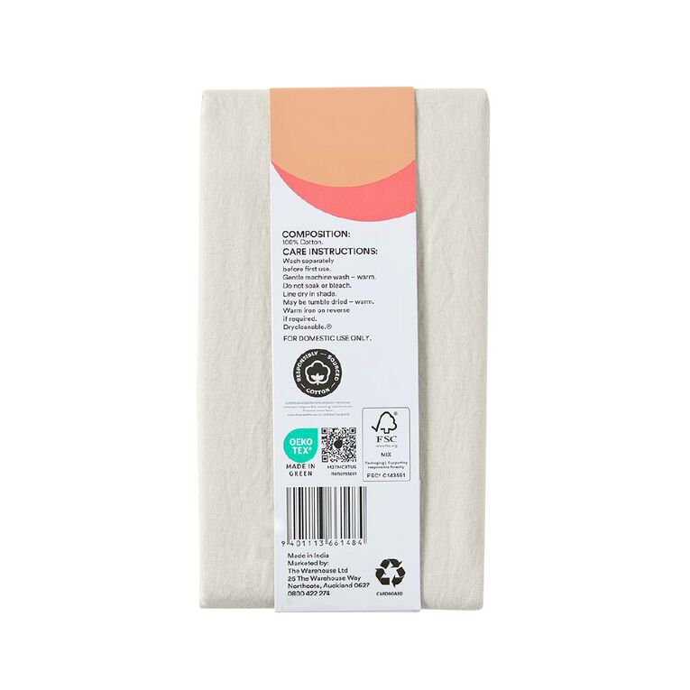 Living & Co Pillowcase U-Shape Washed Cotton Natural One Size, , hi-res