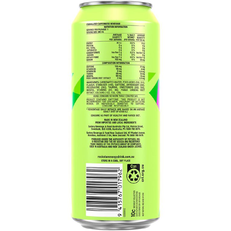 Rockstar Zero Sugar Sour Apple Can 500ml, , hi-res