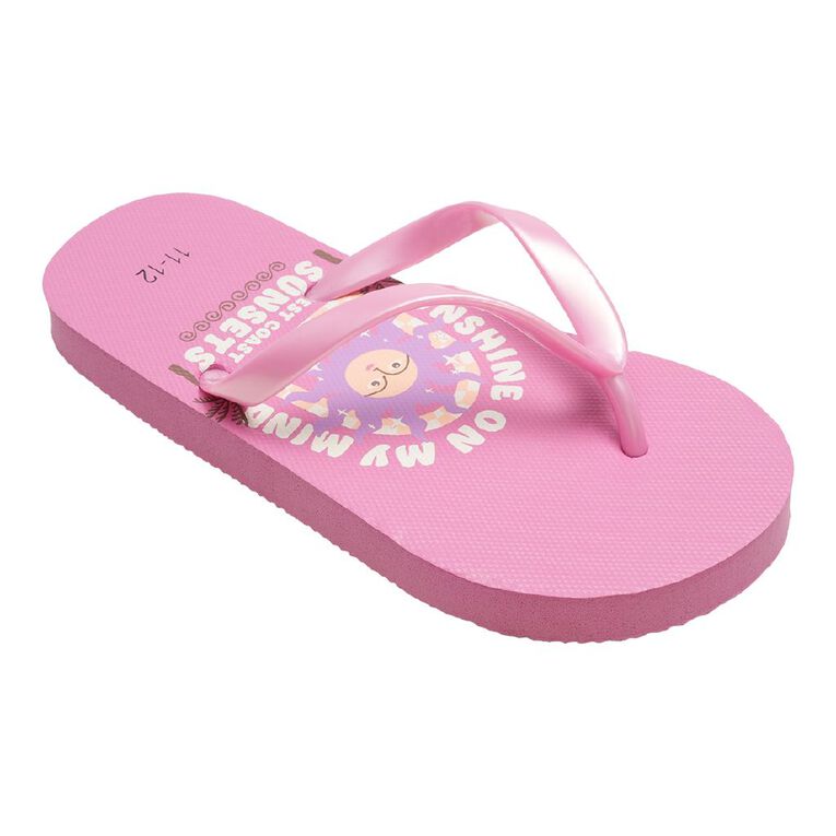 Young Original Senior Kids' Printed Jandals, Pink, hi-res
