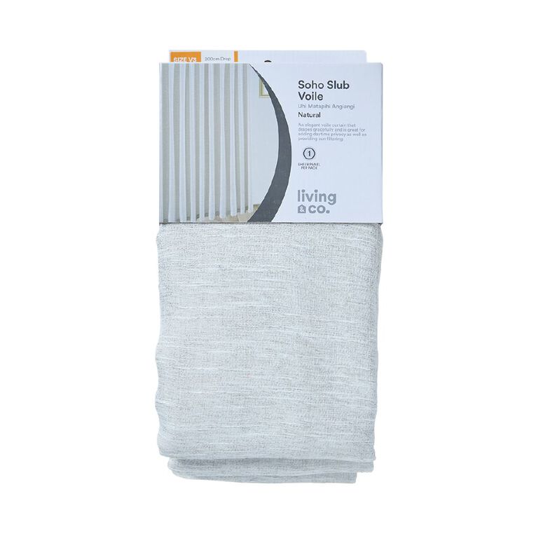 Living & Co Soho Slub Voile Natural 90-180cm Wide/200cm Drop, , hi-res
