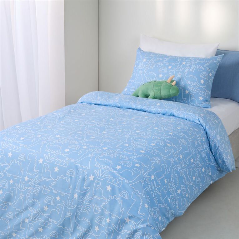 Living & Co Kids Duvet Cover Set Dinosaur Multi-Coloured Single, , hi-res