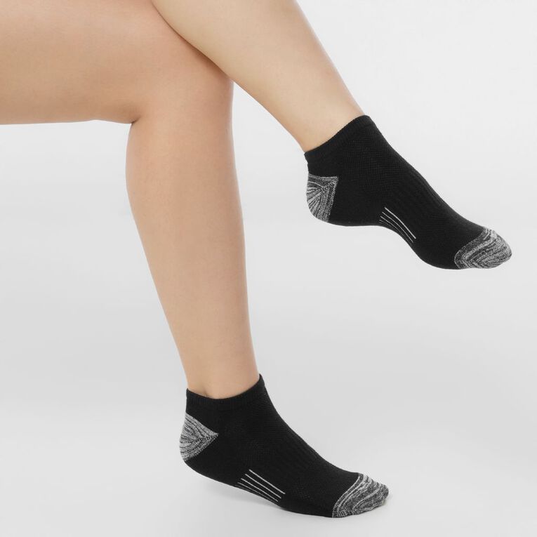 Active Intent Women's Cushioned Low Cut Socks 5 Pack, Black, hi-res