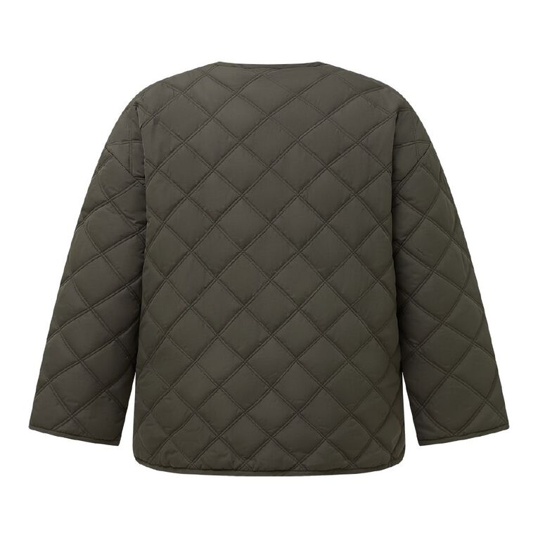 H&H Curve Women's Quilted Jacket, Green Dark, hi-res