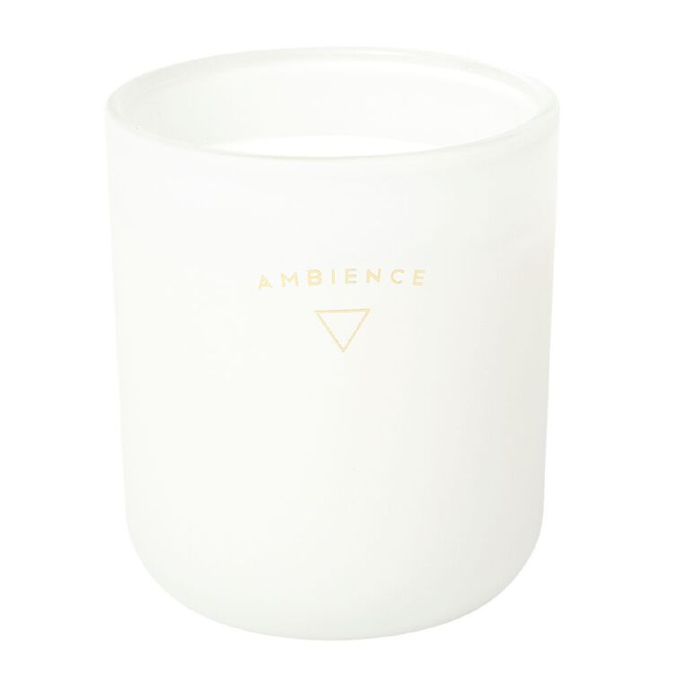 Living & Co Ambience Candle Jar Vanilla Oak 5oz White 5oz, White, hi-res