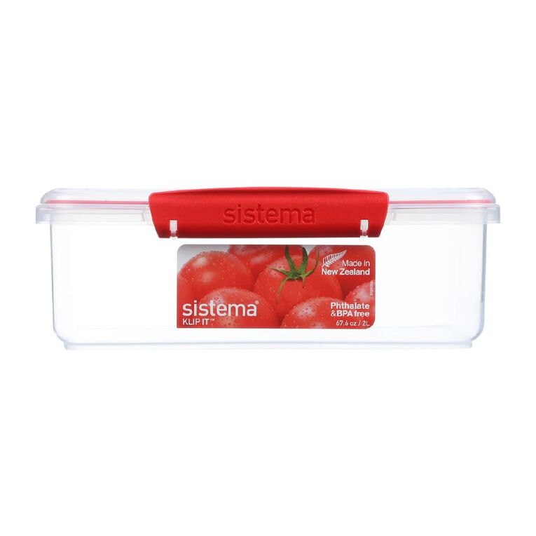 Sistema Klip It Red Rectangular Box Clear 2L Clear, , hi-res