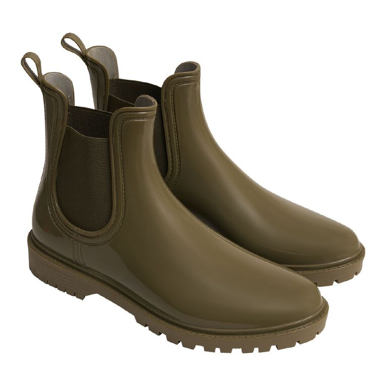 H&H Women's Ellie Gumboots, Khaki Patent, hi-res