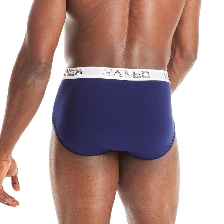 Hanes Men's Cotton Stretch Briefs 4 Pack, Black/Blue, hi-res