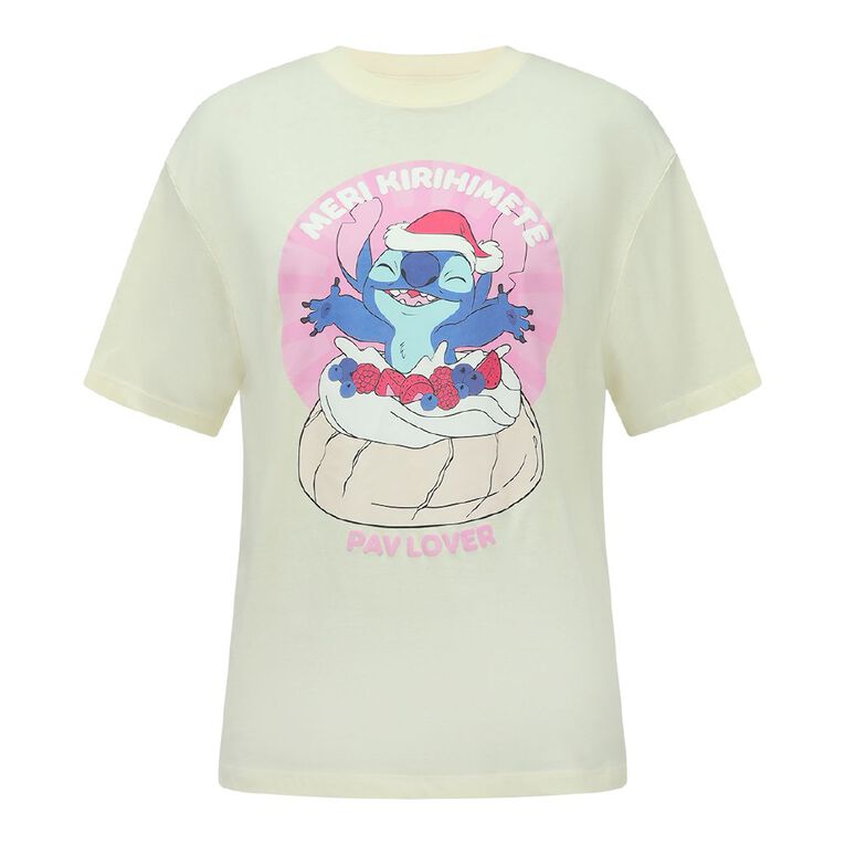 Disney Women's Stitch Christmas Tee, Yellow, hi-res