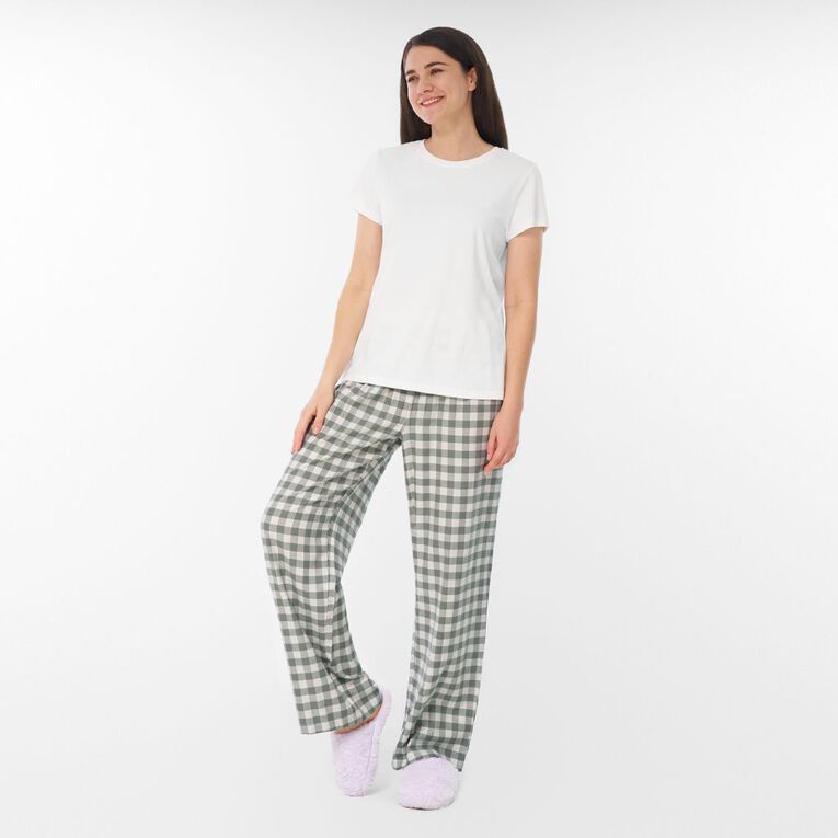 H&H Women's Boyfriend Flanelette Sleep Pants, Green Mid, hi-res