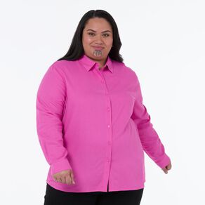 H&H Plus Women's Curve Long Sleeve Linen Blend Shirt