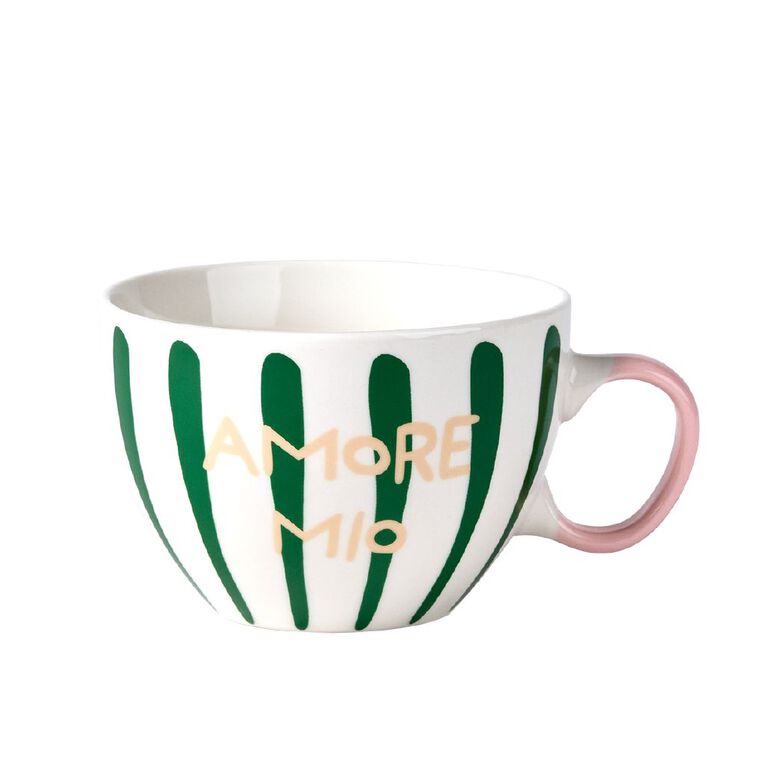 Living & Co Amore Stripe Mug Green, , hi-res