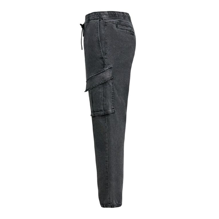 Garage Men's Denim Cargo Joggers, Black, hi-res