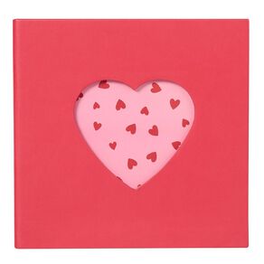 50 Page Photo Album Fits 100 Photos with Heart Cut Out 17cm x 17cm Red
