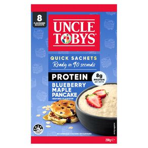 Uncle Tobys Oats Protein Quick Sachets Blueberry Maple Pancake 8 Pack