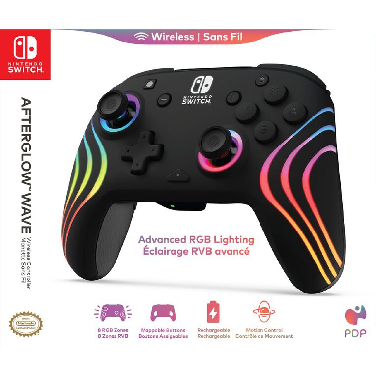 PDP Afterglow Wave Wireless Plus Nintendo Switch Controller Black, , hi-res
