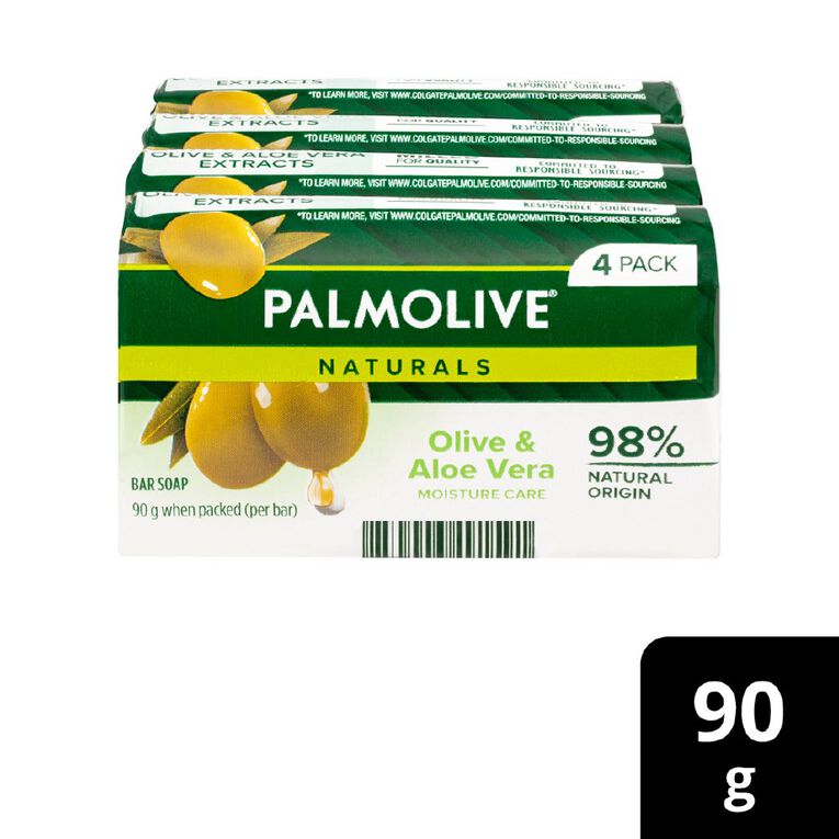 Palmolive Naturals Aloe & Olive Moisture Care Soap 90g 4 Pack Green Mid, , hi-res
