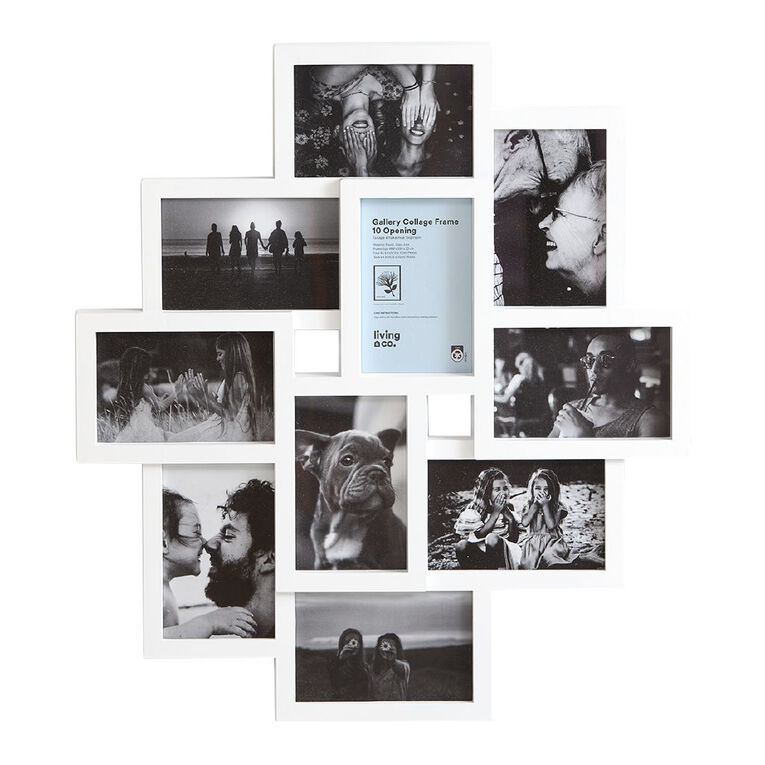 Living & Co Gallery Collage Photo Frame 10 Openings White 4in x 6in, , hi-res