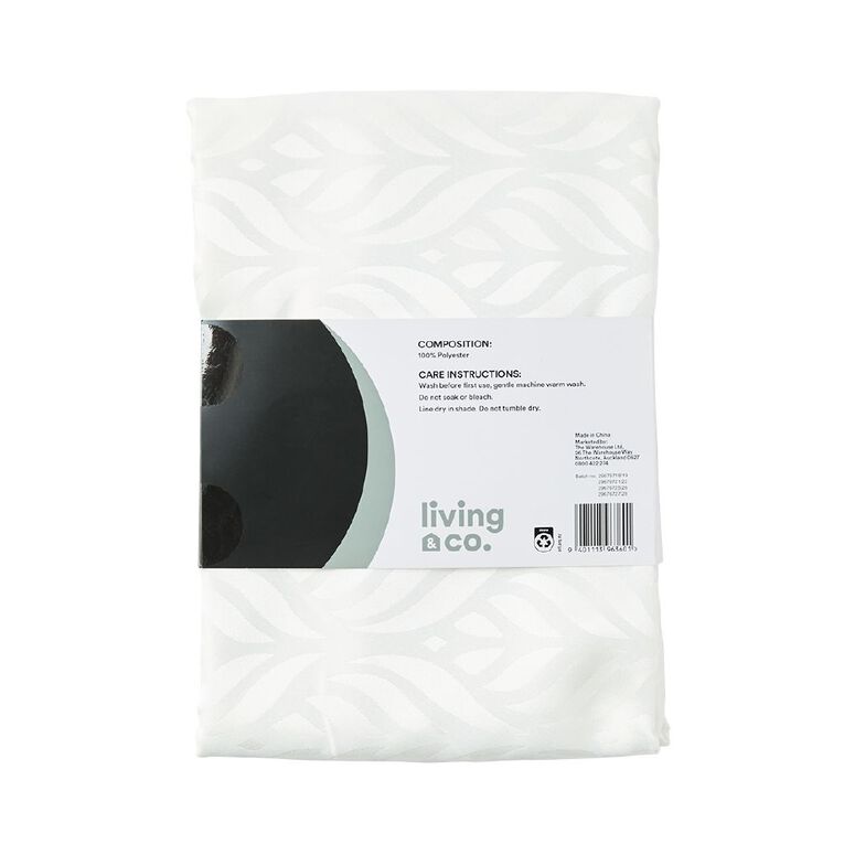 Living & Co Table Cloth Jacquard Lotus White 135cm x 230cm, , hi-res