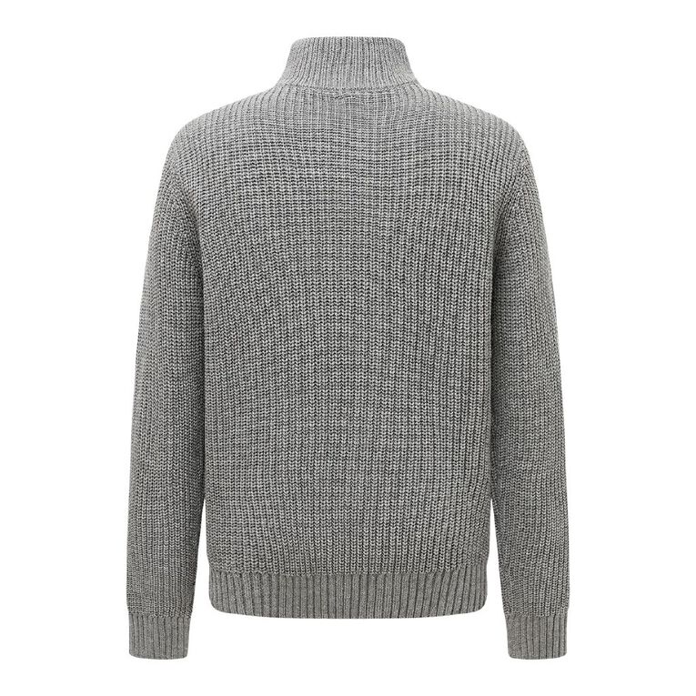 H&H Men's QTR Zip Fisherman Rib Pullover, Grey Mid, hi-res
