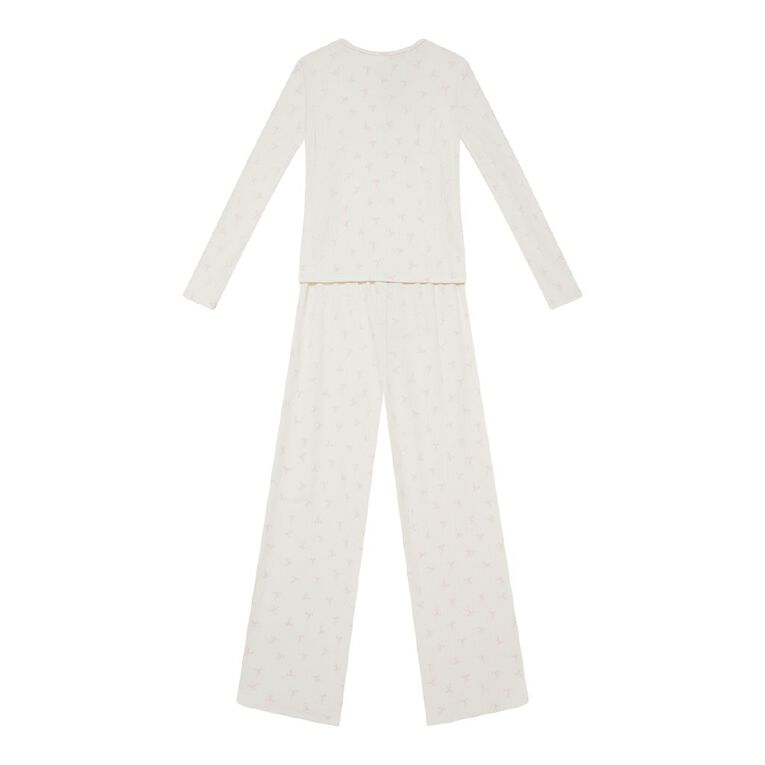 H&H Girls' Pointelle Pyjama Set, White, hi-res
