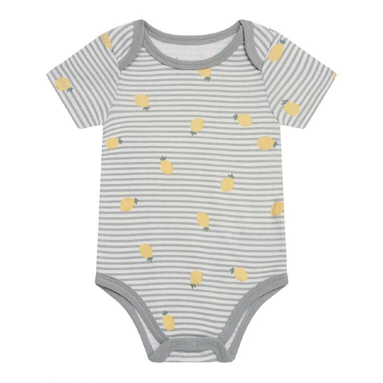 Young Original Babies' Short Sleeve Printed Bodysuit 3 Pack, Green Light, hi-res