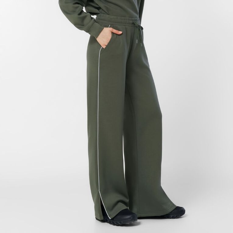 Active Intent Women's Scuba Wide Leg Pants, Green Mid, hi-res