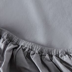 Living & Co 100% Washed Cotton Fitted Sheet Grey Super King