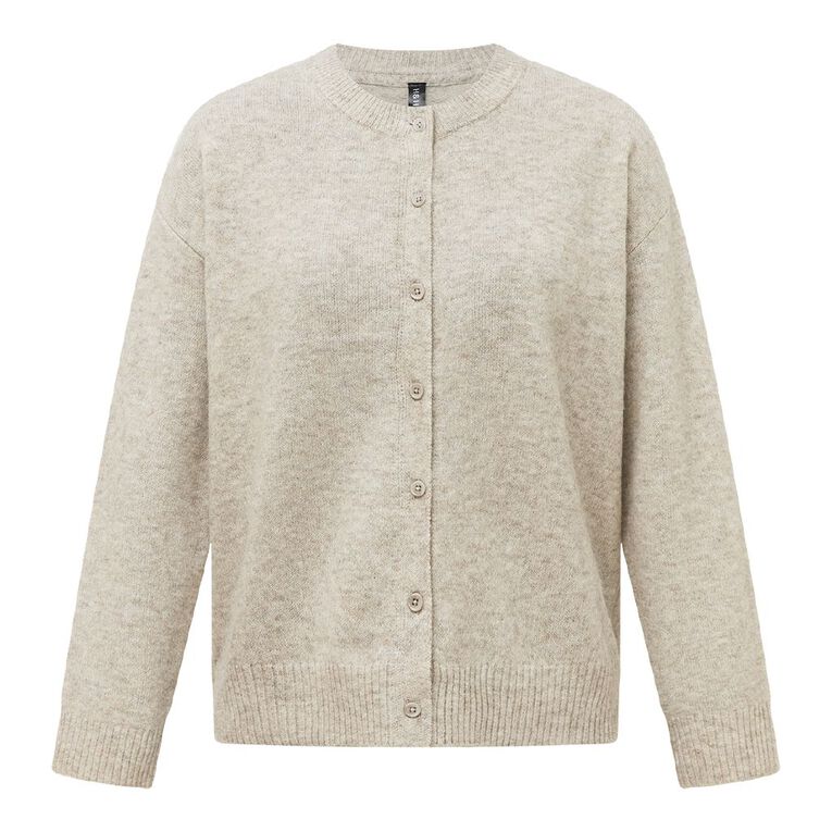 H&H Women's Cosy Oversized Crew Cardigan, Brown Light, hi-res