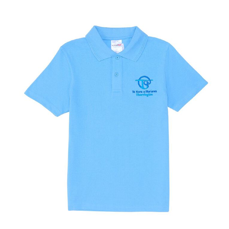 Schooltex Thorrington School New Short Sleeve Polo with Embroidery, Sky Blue, hi-res