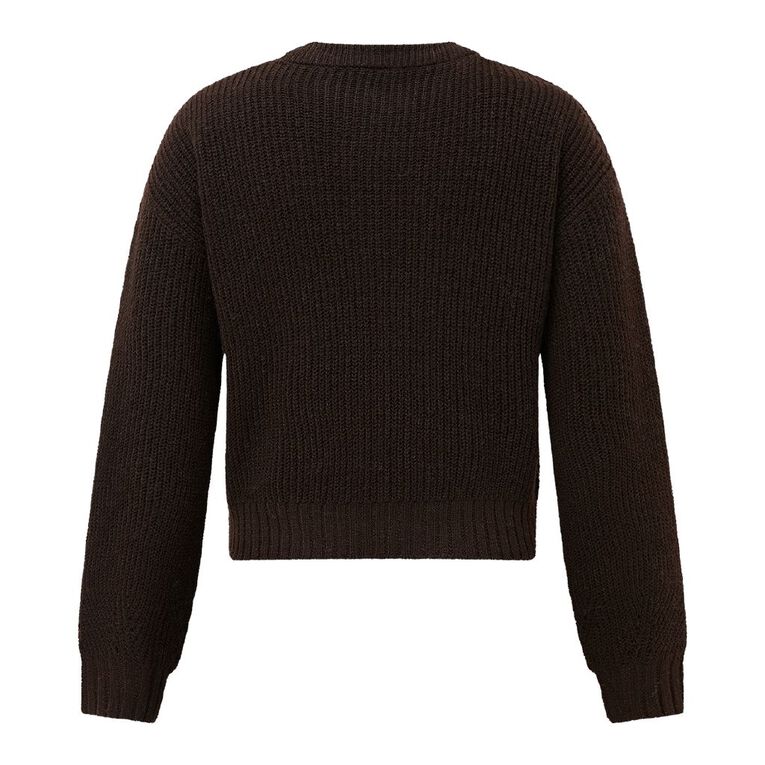 H&H Women's Billow Sleeve Crop Jumper, Brown Dark, hi-res