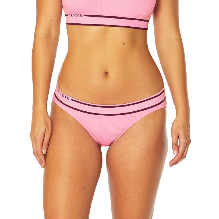 Tradie Women's Seamfree Rib Bikini Brief, Pink Light, hi-res