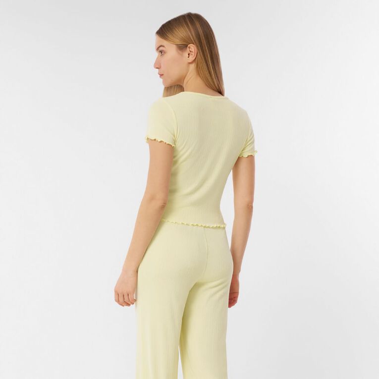 H&H Women's Pointelle Sleep Baby Tee, Yellow Light, hi-res