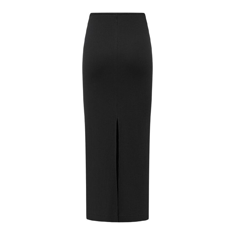 H&H Women's Rib Knit Maxi Skirt, Black, hi-res