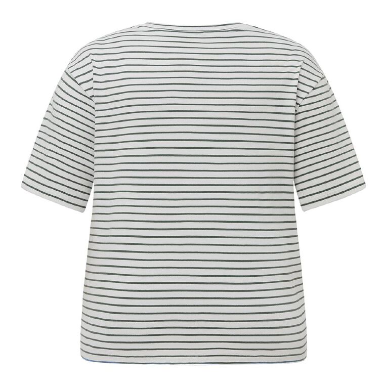 H&H Curve Women's Boxy Boyfriend Tee, Green/White, hi-res