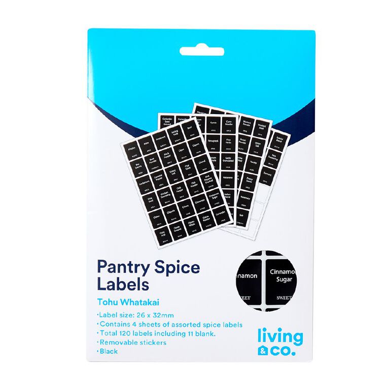 Living & Co Pantry Spice Labels Solid, , hi-res