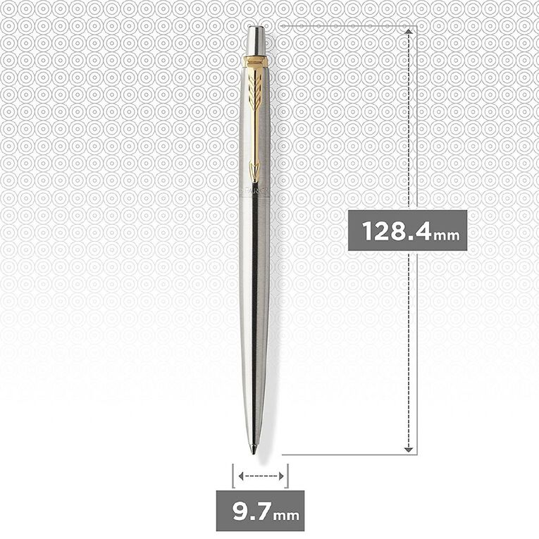 Parker Jotter Silver Gold Trim Gel Pen 0.7mm Black, , hi-res
