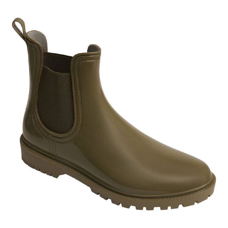 H&H Women's Ellie Gumboots, Khaki Patent, hi-res