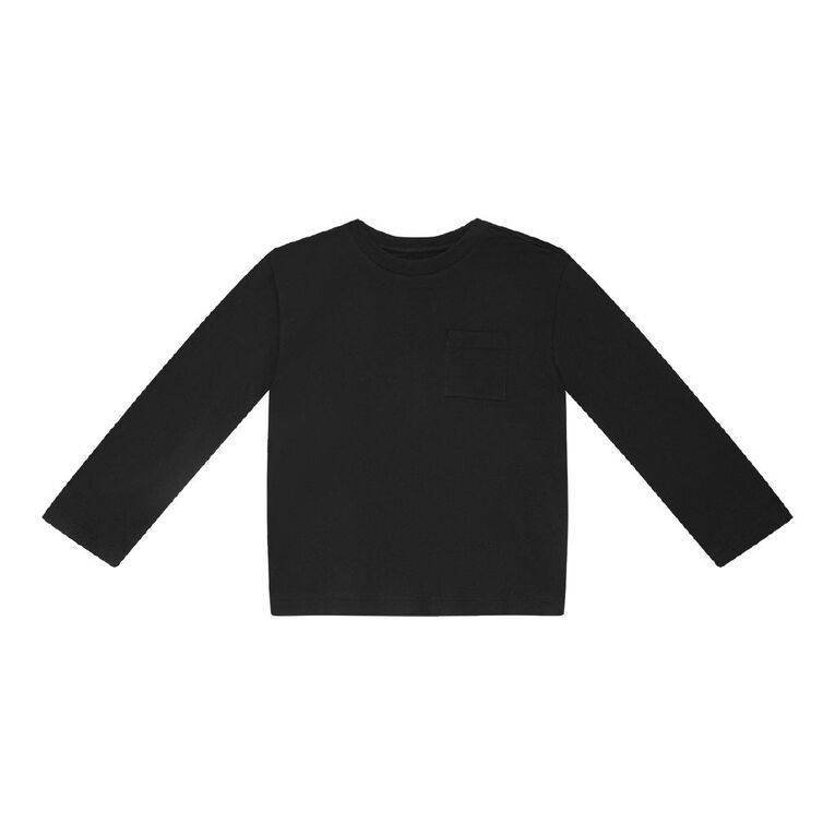 Young Original Long Sleeve Pocket Tee, Black, hi-res