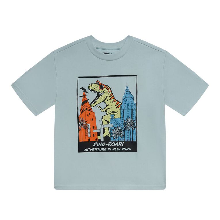 Young Original Short Sleeve Relaxed Print Tee, Blue Mid, hi-res