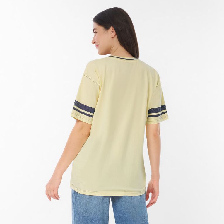 H&H Women's V-Neck Relaxed Drop Shoulder Tee, Yellow Light, hi-res
