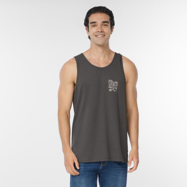 H&H Men's Graphic Print Singlet, Brown Dark, hi-res