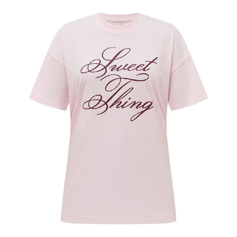 H&H Women's Short Sleeve Boyfriend Graphic Tee, Pink Light CHERRY BLO, hi-res