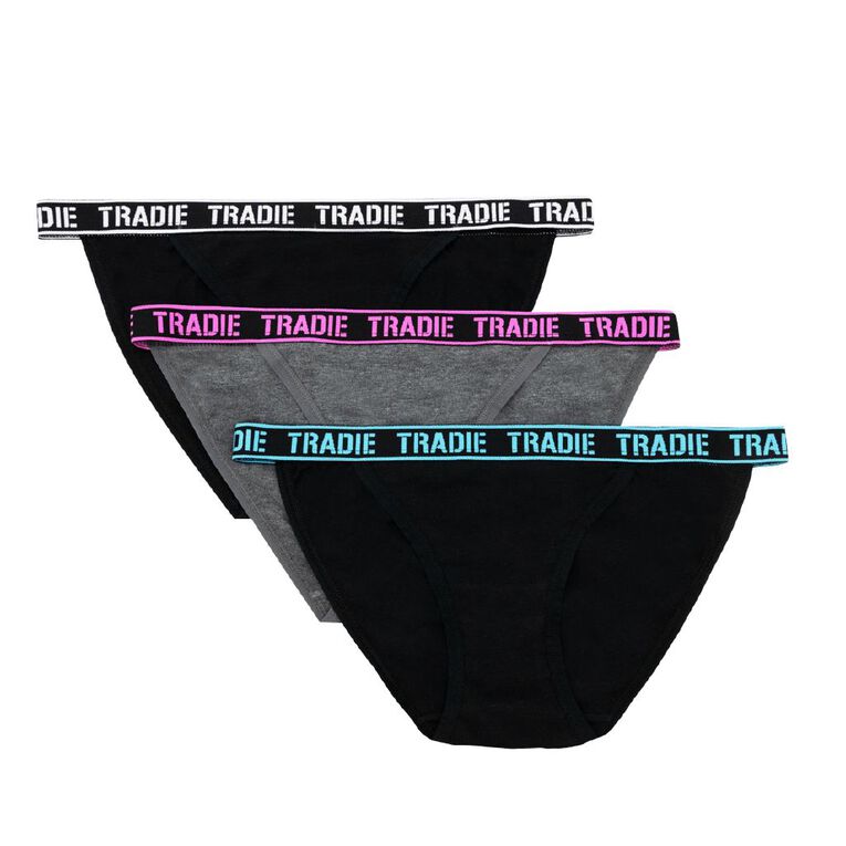 Tradie Women's Cheekster Briefs 3 Pack, Black S26 RHYTHM, hi-res