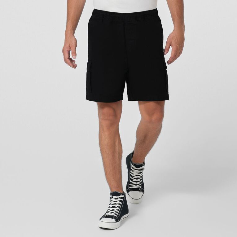 Rivet Bellow Pocket Shorts, Black, hi-res
