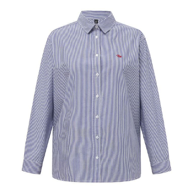 H&H Women's Long Sleeve Embroidery Shirt, Blue/White, hi-res