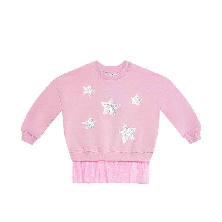 Young Original Toddler Girls' Tulle Hem Crew Sweatshirt, Pink, hi-res