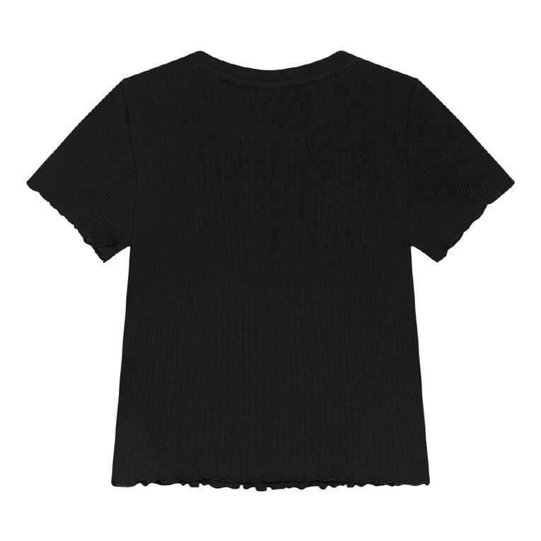 Young Original Short Sleeve Rib Top, Black, hi-res