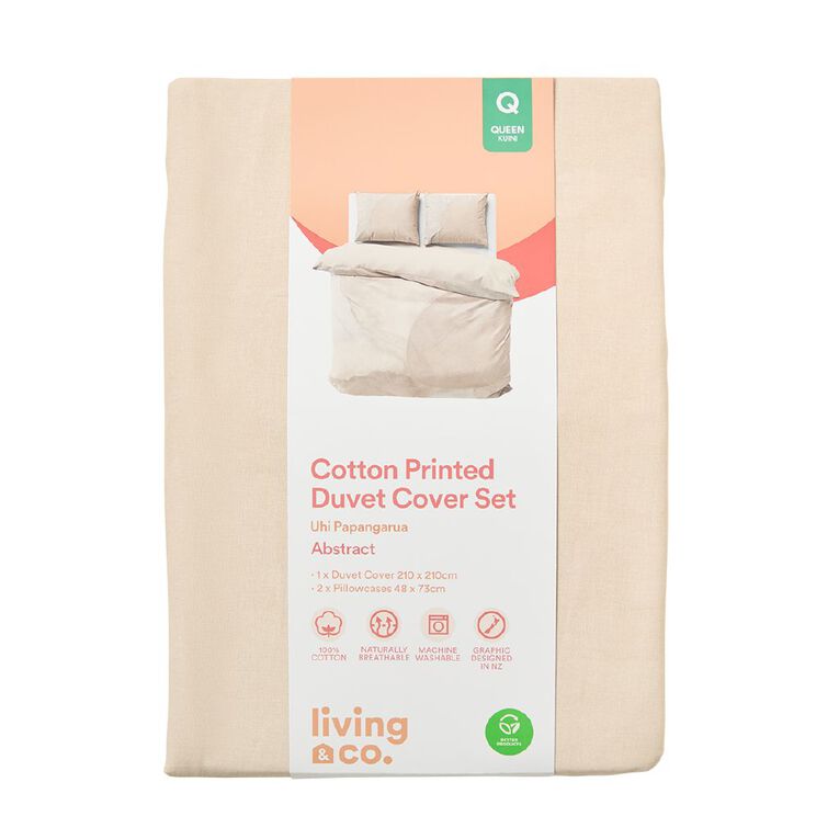 Living & Co Cotton Duvet Cover Set Abstract Multi-Coloured Queen, , hi-res