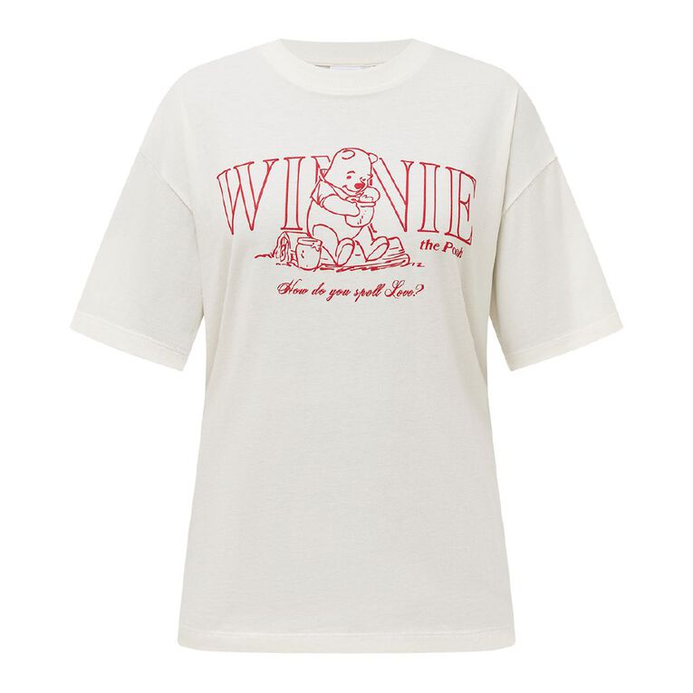 Winnie the Pooh Women's Short Sleeve Winnie the Pooh Tee, Cream, hi-res