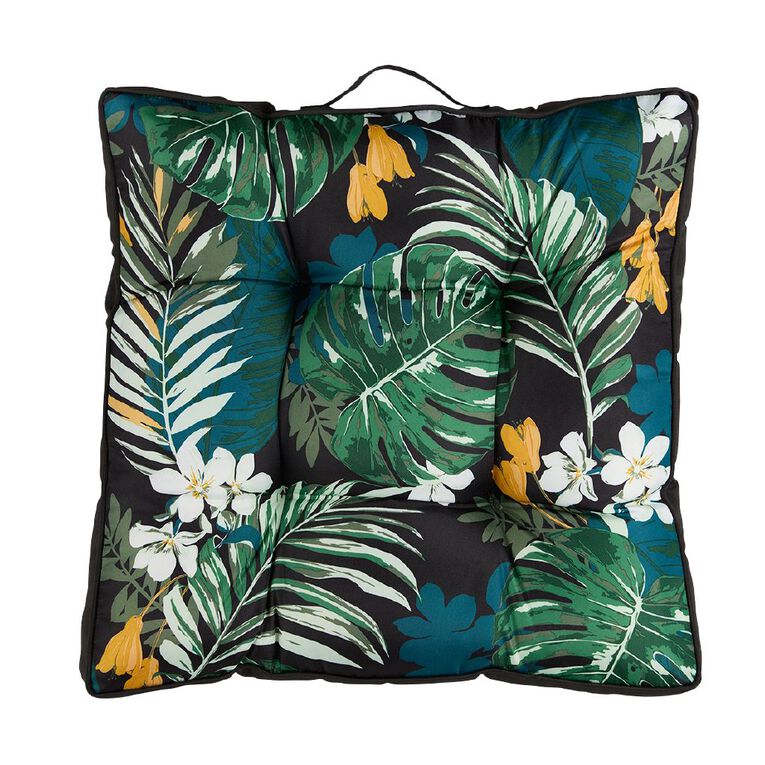 Living & Co Outdoor Floor Cushion Flora Green Dark 55cm x 55cm, , hi-res